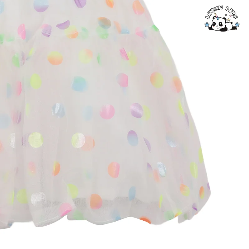LEZONKIDS - Tulle Skirt Girls Colorful Polka Dotted Ball Gown Silhouette Mini Length Formal Novelty Bow Plaid Made Chiffon Skirt